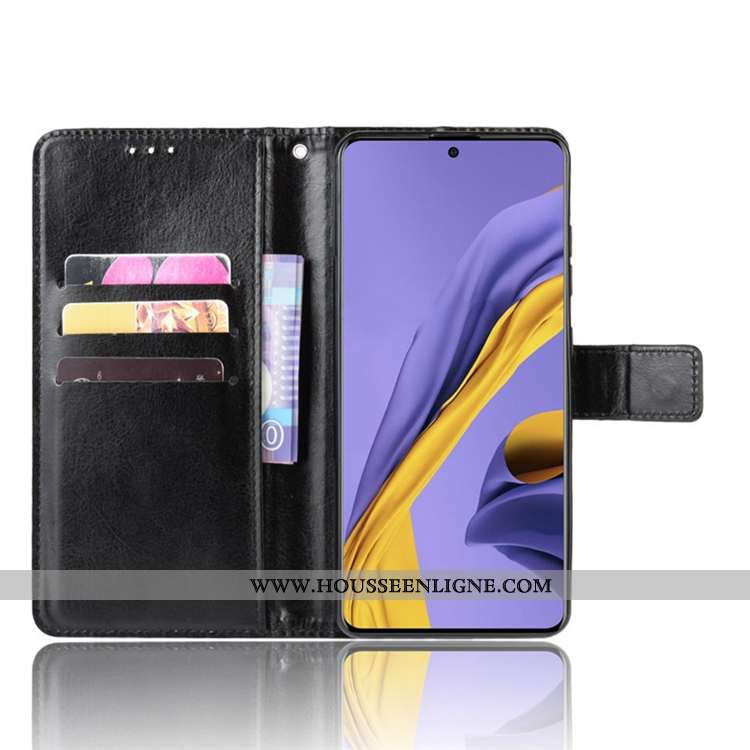 Housse Samsung Galaxy A71 Cuir Coque Étoile Carte Étui Téléphone Portable Noir