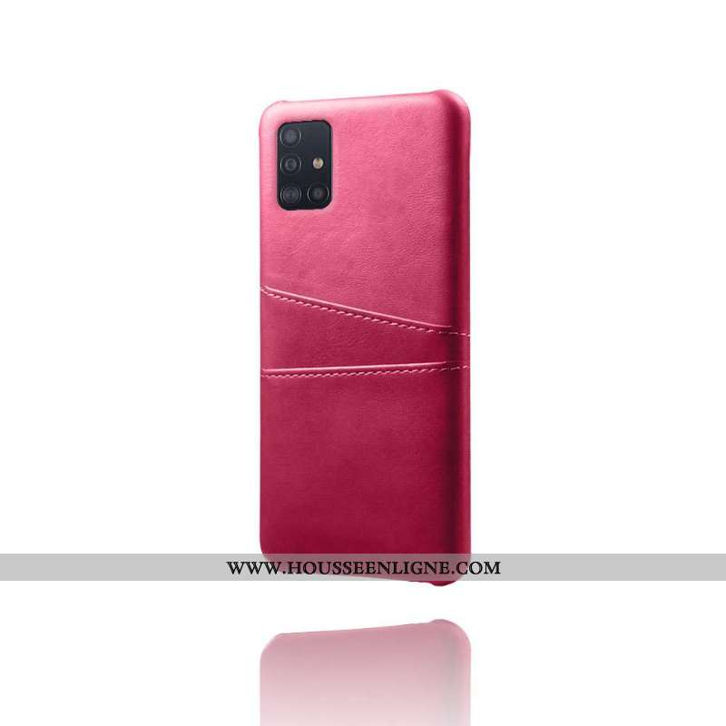 Housse Samsung Galaxy A71 Cuir Protection Étoile Coque Carte Qualité Rouge Rose