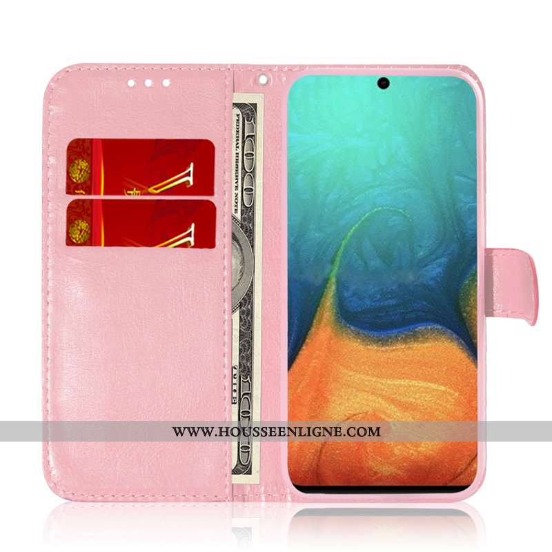 Housse Samsung Galaxy A71 Protection Cuir Coloré Téléphone Portable Carte Coque Rose