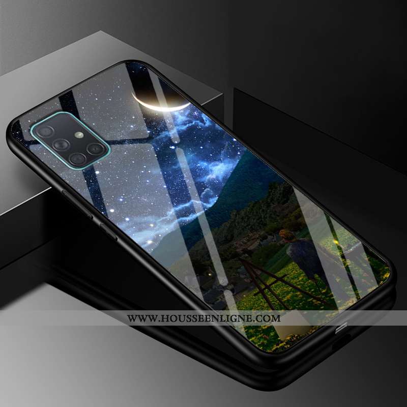 Housse Samsung Galaxy A71 Verre Créatif Personnalisé Étoile Silicone Mode Protection Violet