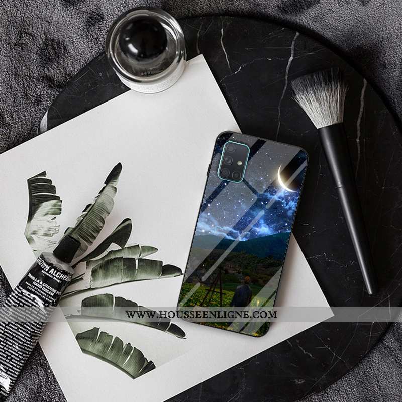 Housse Samsung Galaxy A71 Verre Créatif Personnalisé Étoile Silicone Mode Protection Violet
