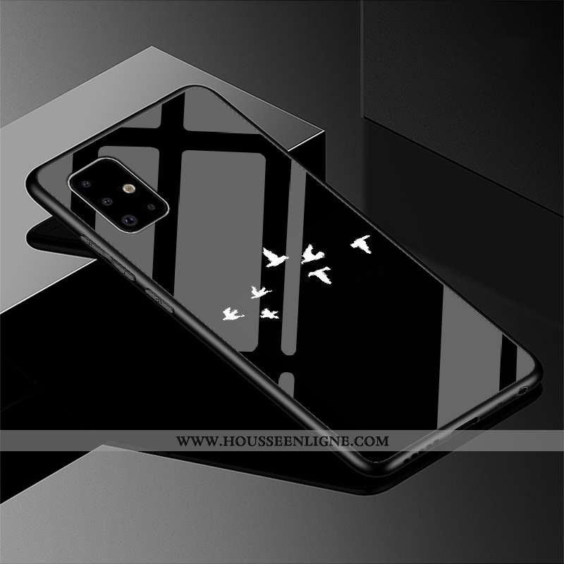 Housse Samsung Galaxy A71 Verre Protection Incassable Étoile Vent Miroir Noir