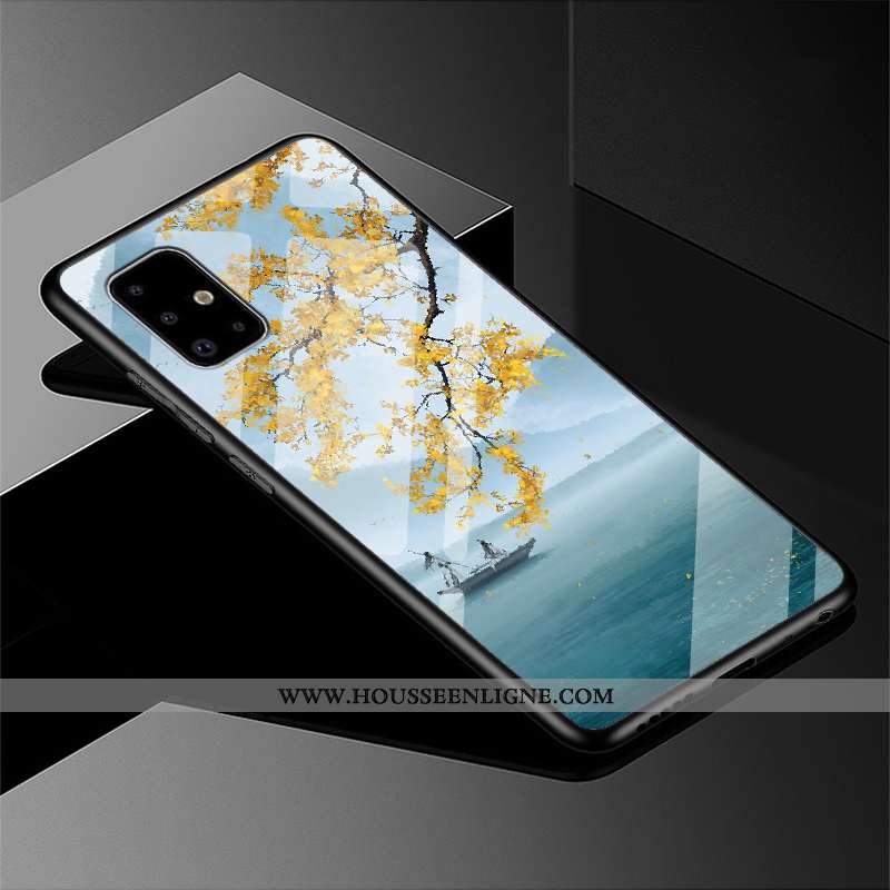 Housse Samsung Galaxy A71 Verre Protection Incassable Étoile Vent Miroir Noir