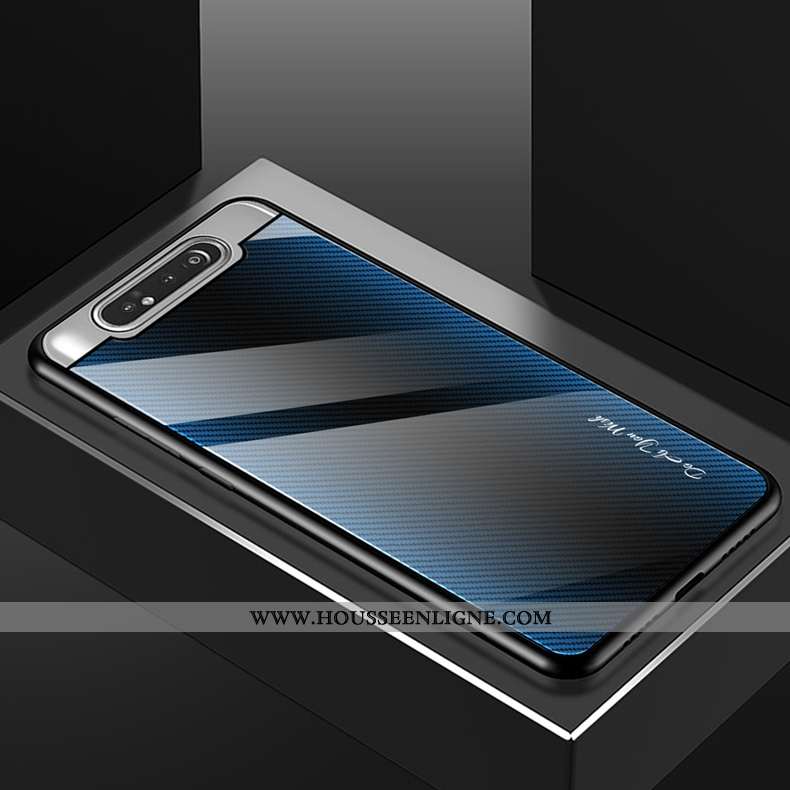 Housse Samsung Galaxy A80 Mode Protection Membrane Bleu Marin Téléphone Portable Tempérer Coque Bleu