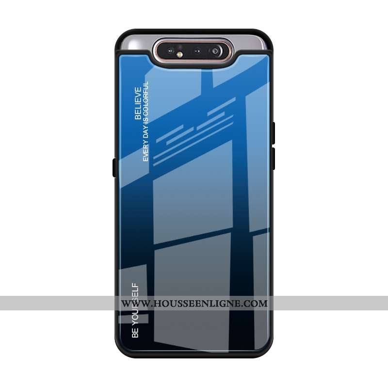 Housse Samsung Galaxy A80 Protection Verre Couvercle Arrière Dégradé De Couleur Téléphone Portable T