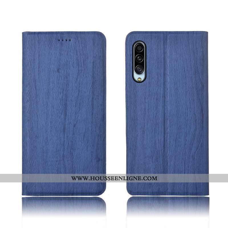 Housse Samsung Galaxy A90 5g Délavé En Daim Cuir Nouveau Protection Incassable Clamshell Coque Bleu
