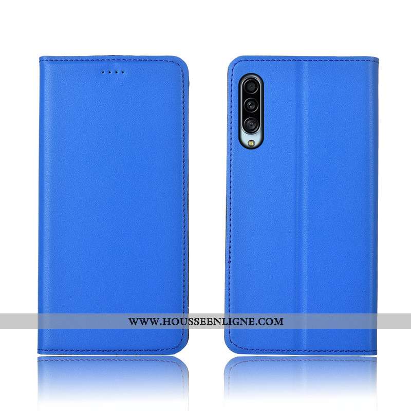 Housse Samsung Galaxy A90 5g Délavé En Daim Cuir Véritable Coque Bleu Protection Silicone Nouveau