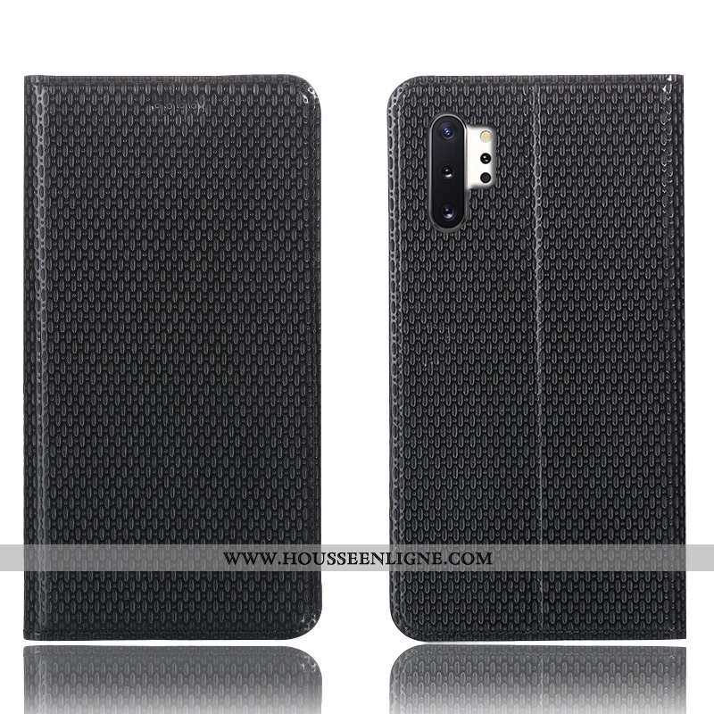 Housse Samsung Galaxy Note 10+ Cuir Véritable Protection Incassable Coque Téléphone Portable Marron 