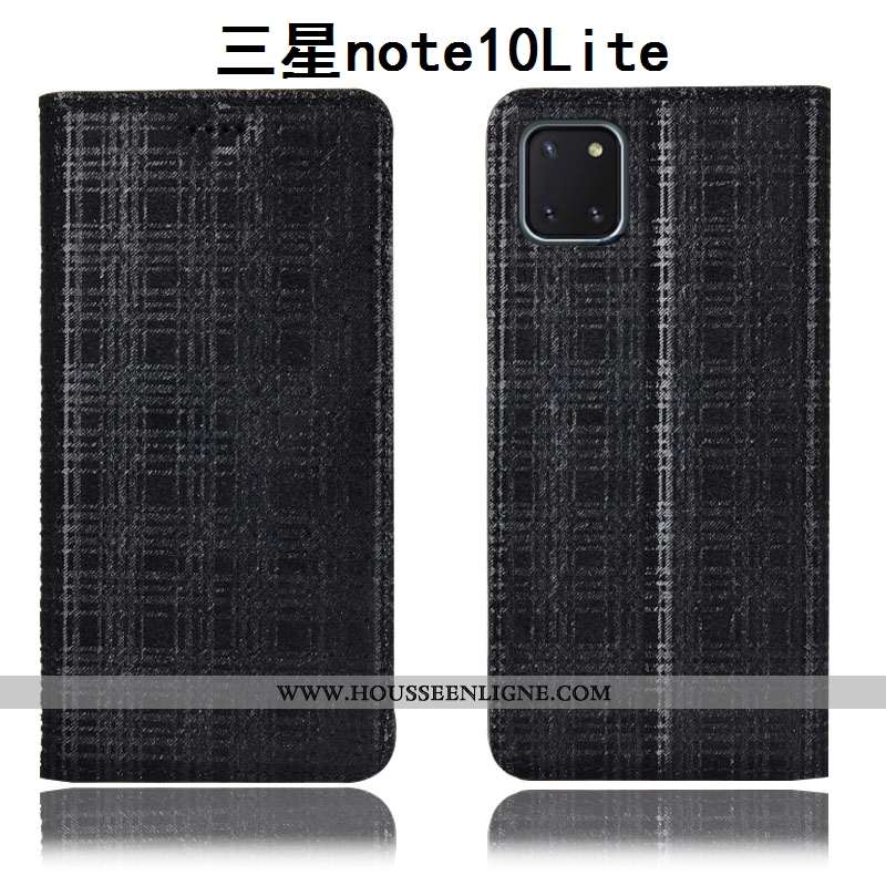 Housse Samsung Galaxy Note 10 Lite Protection Cuir Véritable Téléphone Portable Velours Étoile Étui 