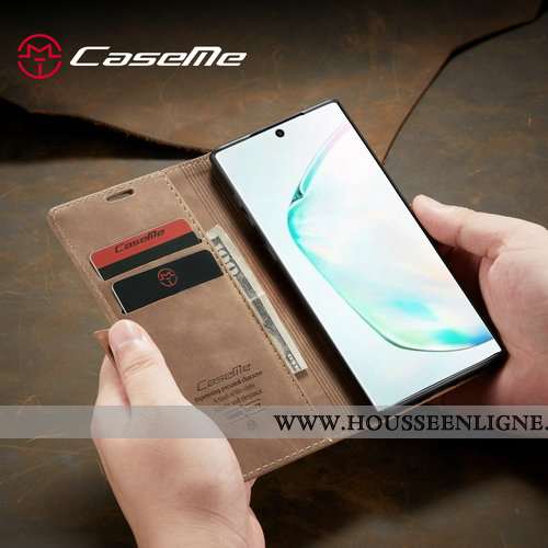 Housse Samsung Galaxy Note 10+ Protection Personnalité Tout Compris Carte Clamshell Coque Cuir Marro