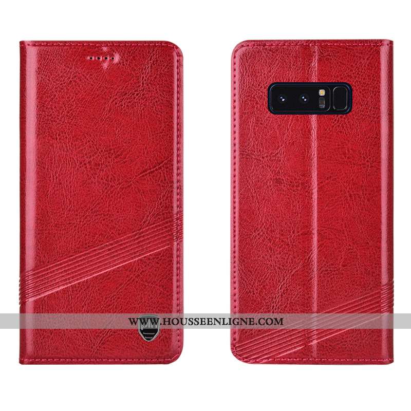 Housse Samsung Galaxy Note 8 Cuir Véritable Protection Tout Compris Rouge Incassable Coque Étui