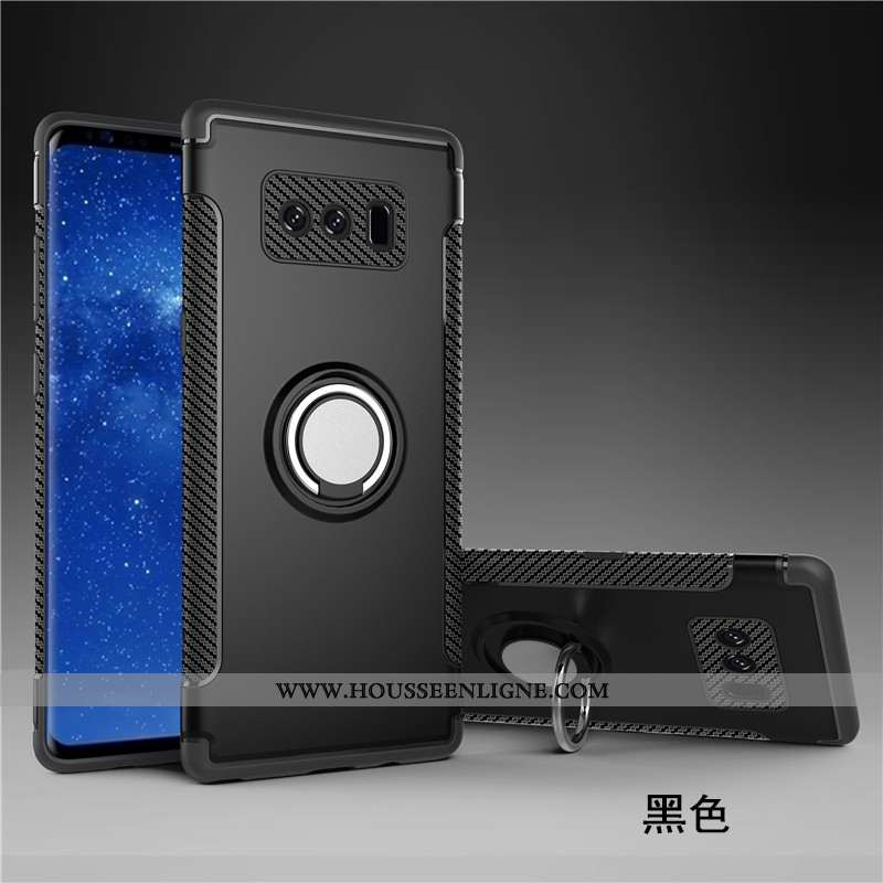 Housse Samsung Galaxy Note 8 Protection Anneau Bleu Marin Magnétisme Étui Téléphone Portable Coque B