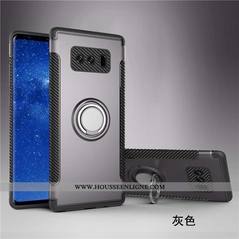 Housse Samsung Galaxy Note 8 Protection Anneau Bleu Marin Magnétisme Étui Téléphone Portable Coque B