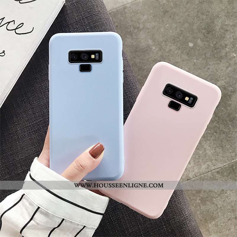 Housse Samsung Galaxy Note 9 Tendance Légère Téléphone Portable Étui Couleur Unie Ultra Bleu