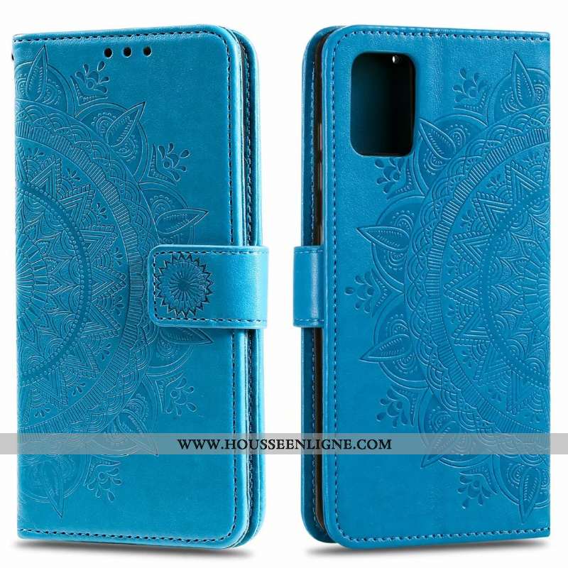 Housse Samsung Galaxy Note20 Cuir Carte Étui Étoile Clamshell Bleu Téléphone Portable