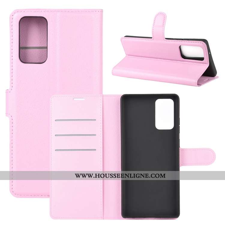 Housse Samsung Galaxy Note20 Cuir Délavé En Daim Étui Téléphone Portable Carte Antidérapant Clamshel