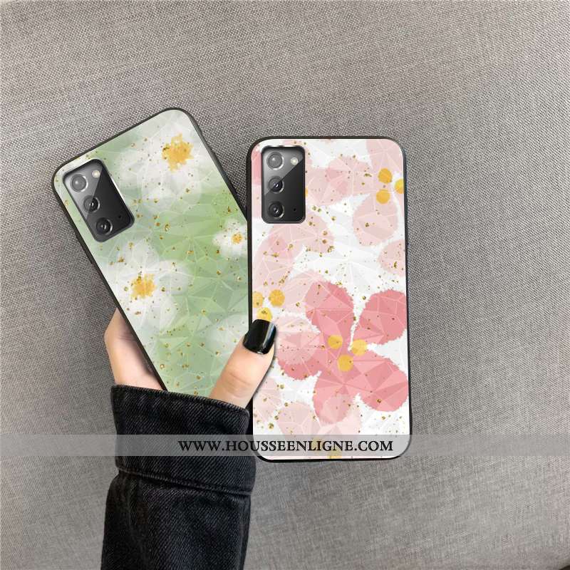 Housse Samsung Galaxy Note20 Losange Téléphone Portable Coque Or Incassable Étoile Fleurs Rose