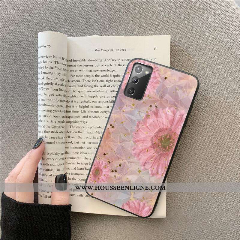 Housse Samsung Galaxy Note20 Losange Téléphone Portable Coque Or Incassable Étoile Fleurs Rose
