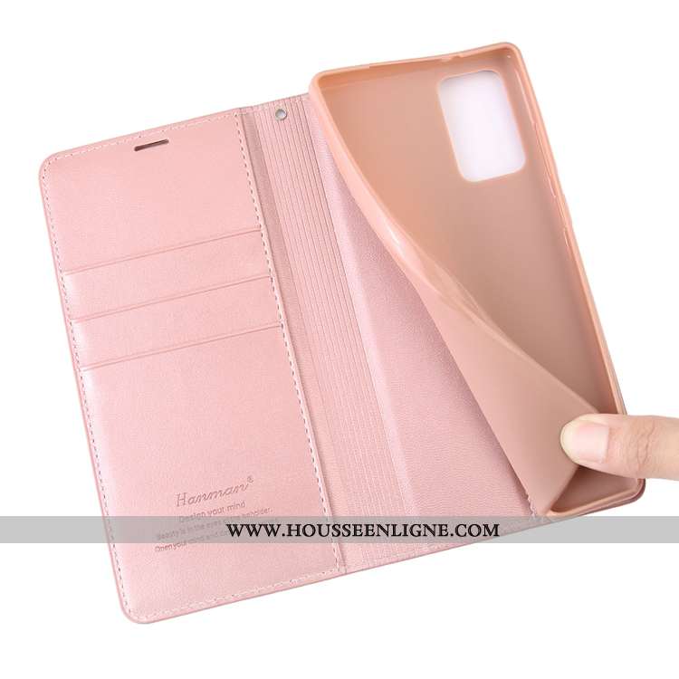 Housse Samsung Galaxy Note20 Ultra Cuir Véritable Portefeuille Téléphone Portable Coque Étui Rose Cl