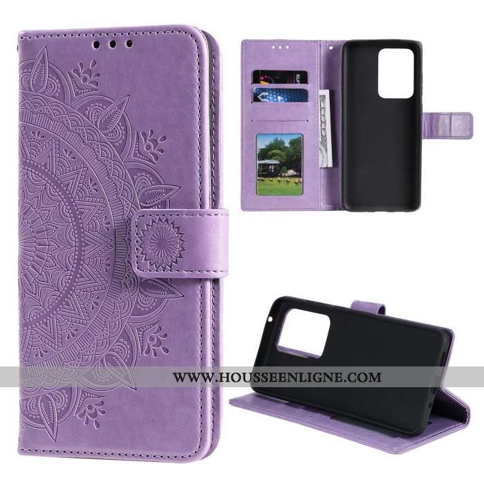 Housse Samsung Galaxy Note20 Ultra Protection Cuir Violet Étoile Coque Carte