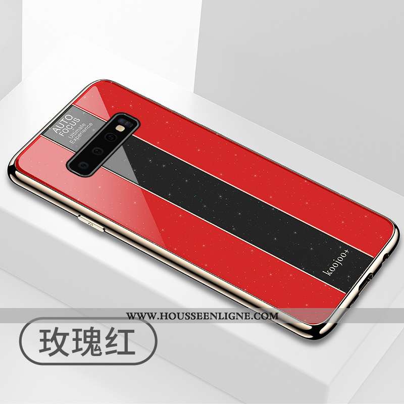 Housse Samsung Galaxy S10+ Tendance Protection Rouge Net Rouge Tout Compris Verre Téléphone Portable