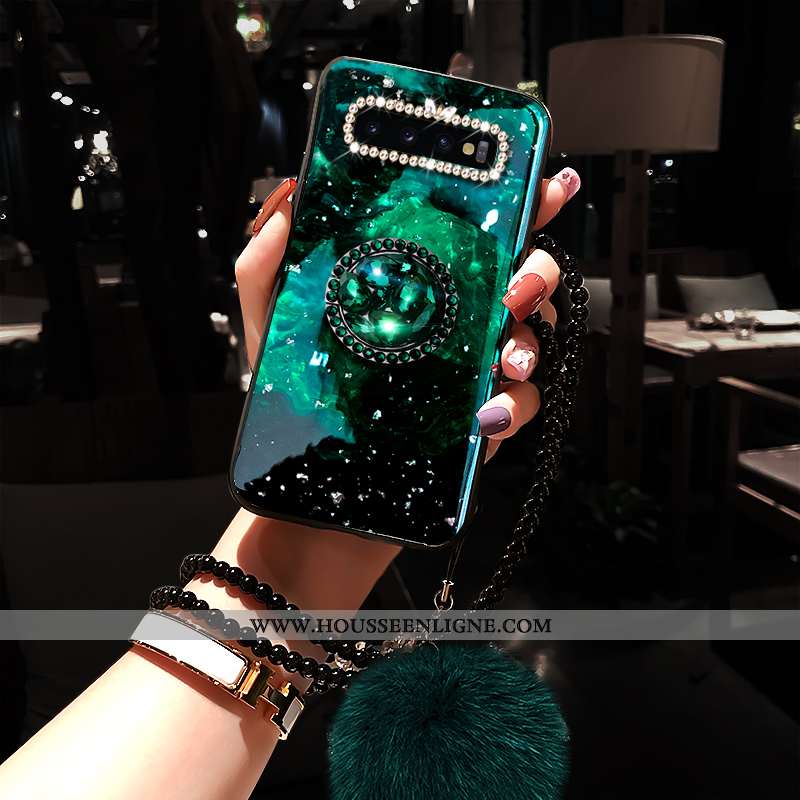 Housse Samsung Galaxy S10+ Tendance Silicone Incassable Étoile Coque Ornements Suspendus Rouge