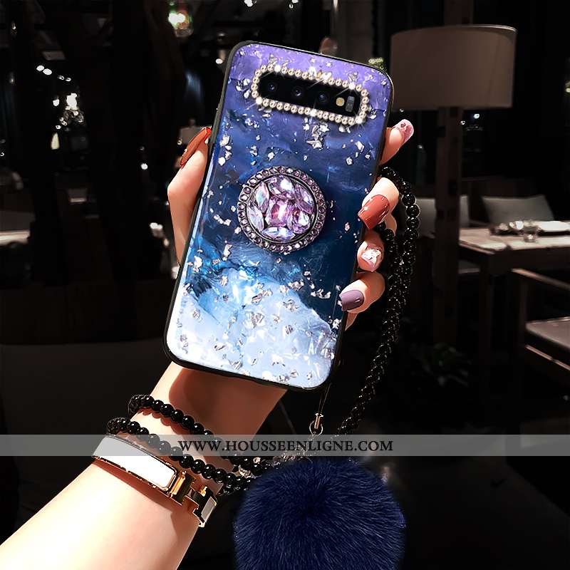 Housse Samsung Galaxy S10+ Tendance Silicone Incassable Étoile Coque Ornements Suspendus Rouge