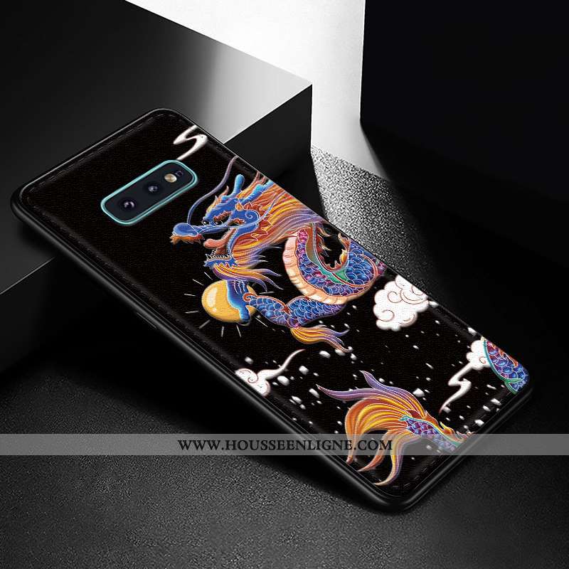 Housse Samsung Galaxy S10e Créatif Gaufrage Net Rouge Étui Tendance Personnalité Incassable Noir
