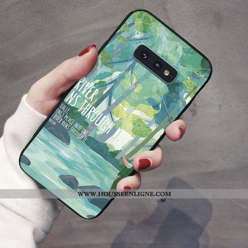 Housse Samsung Galaxy S10e Silicone Gaufrage Incassable Étoile Téléphone Portable Tout Compris Vert 