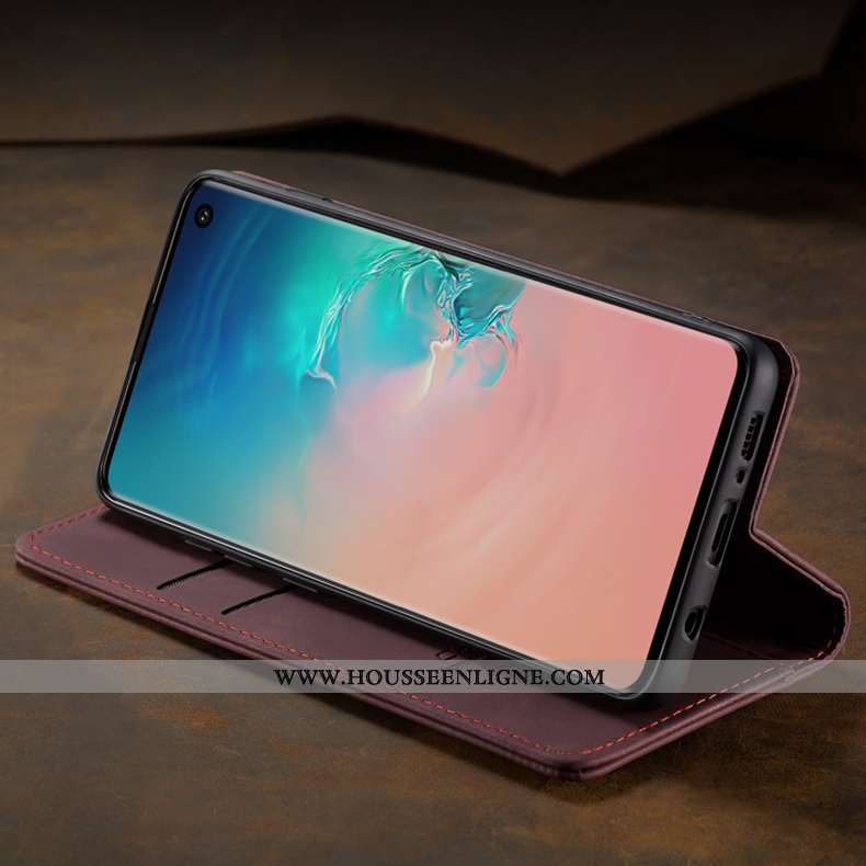Housse Samsung Galaxy S10e Ultra Légère Net Rouge Cuir Personnalité Étui Étoile Noir