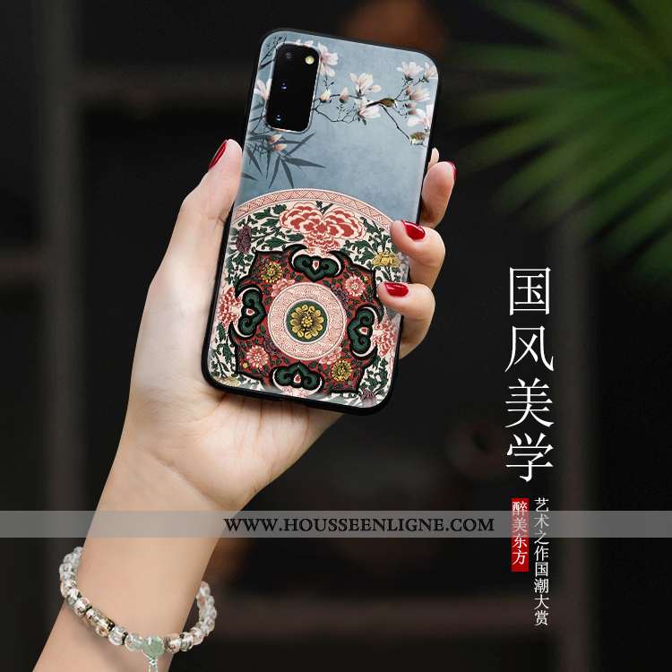 Housse Samsung Galaxy S20 Personnalité Créatif Fluide Doux Légère Style Chinois Gris Silicone