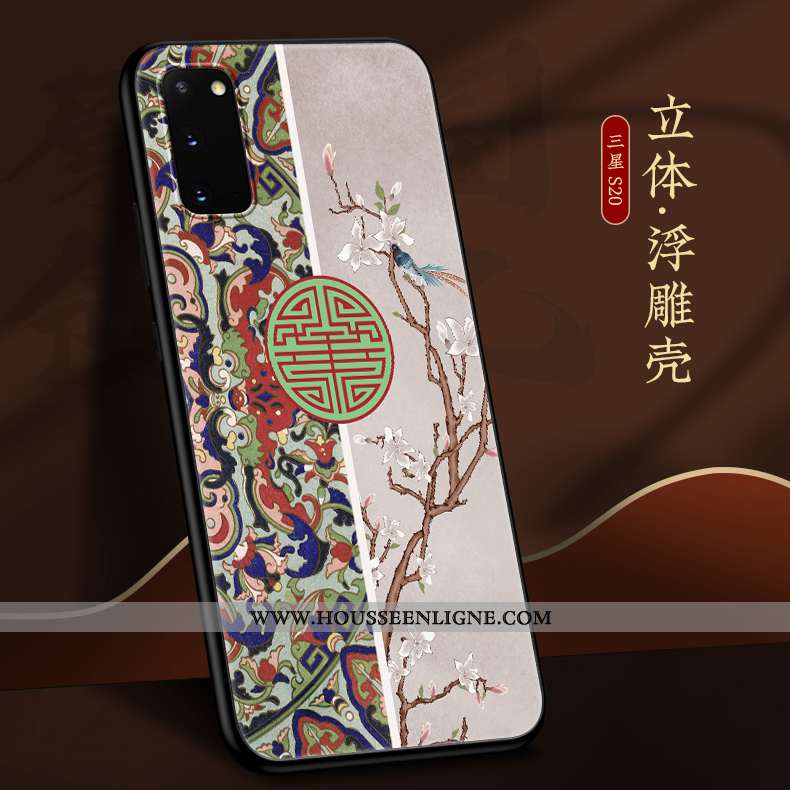 Housse Samsung Galaxy S20 Personnalité Créatif Fluide Doux Légère Style Chinois Gris Silicone