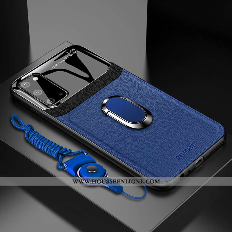 Housse Samsung Galaxy S20 Protection Cuir Étoile Coque Silicone Étui Téléphone Portable Bleu Foncé