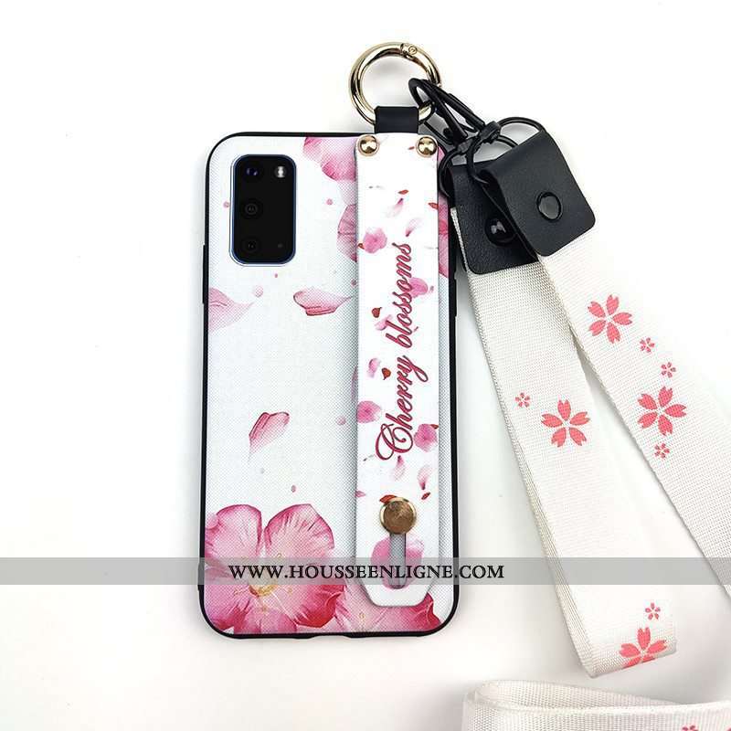 Housse Samsung Galaxy S20 Protection Ornements Suspendus Étoile Téléphone Portable Support Fleur Bla