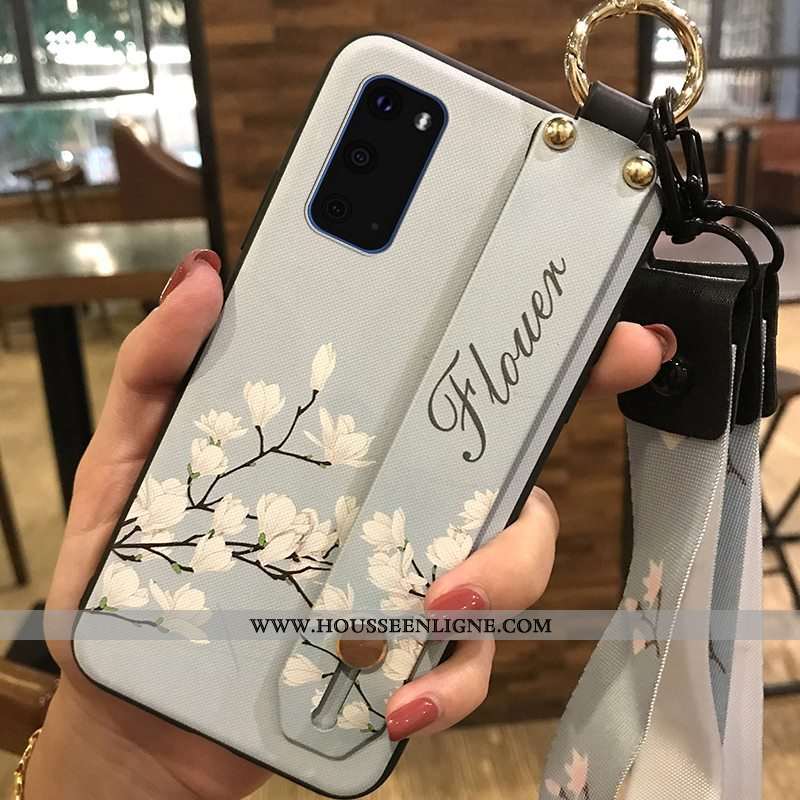 Housse Samsung Galaxy S20 Protection Ornements Suspendus Étoile Téléphone Portable Support Fleur Bla