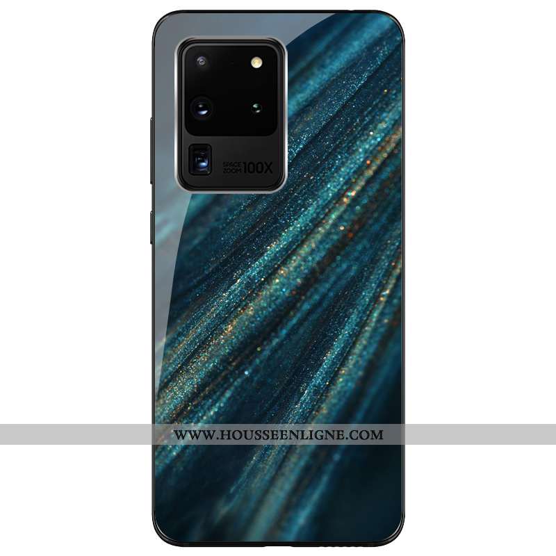Housse Samsung Galaxy S20 Ultra Personnalité Silicone Étui Verre Bleu Marin Tout Compris Protection 