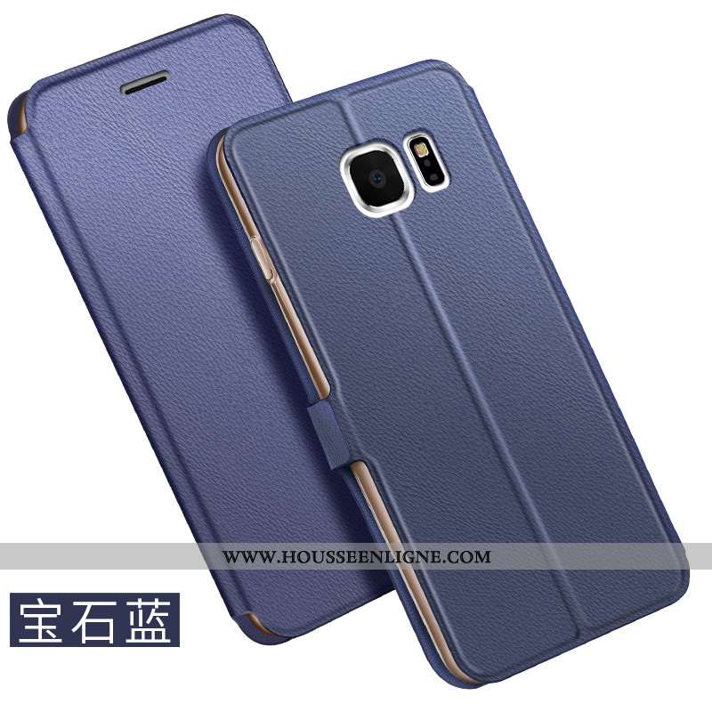 Housse Samsung Galaxy S6 Cuir Étoile Coque Bleu Téléphone Portable Business