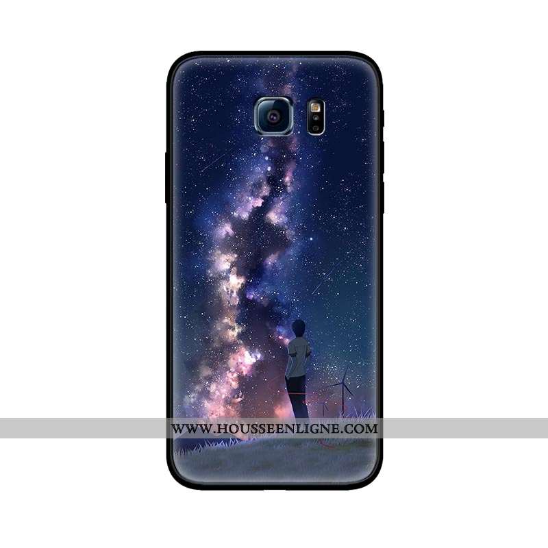 Housse Samsung Galaxy S6 Délavé En Daim Personnalité Étoile Tout Compris Incassable Violet Fluide Do