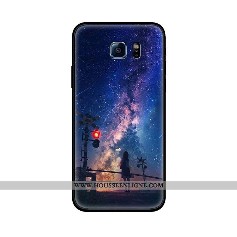 Housse Samsung Galaxy S6 Délavé En Daim Personnalité Étoile Tout Compris Incassable Violet Fluide Do