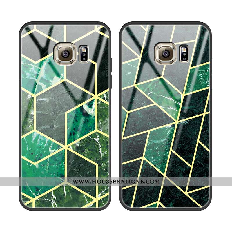 Housse Samsung Galaxy S6 Protection Verre Mode Amoureux Vert Légère Téléphone Portable Verte
