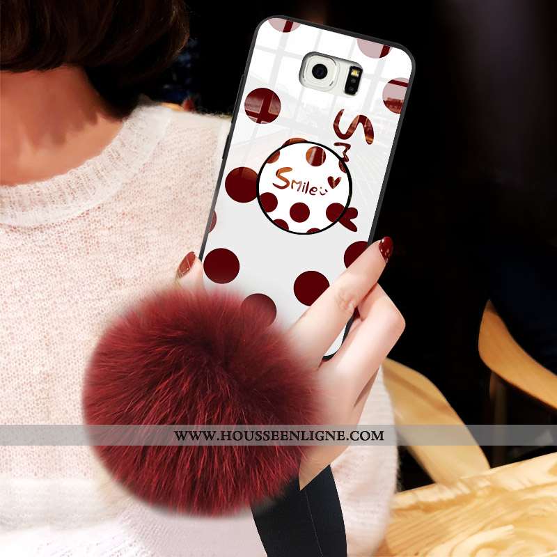 Housse Samsung Galaxy S6 Verre Tendance Étui Difficile Rouge Coque Téléphone Portable
