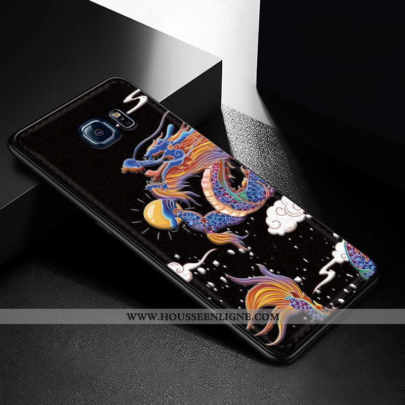 Housse Samsung Galaxy S7 Edge Silicone Mode Étui Modèle Fleurie Noir Téléphone Portable Cuir