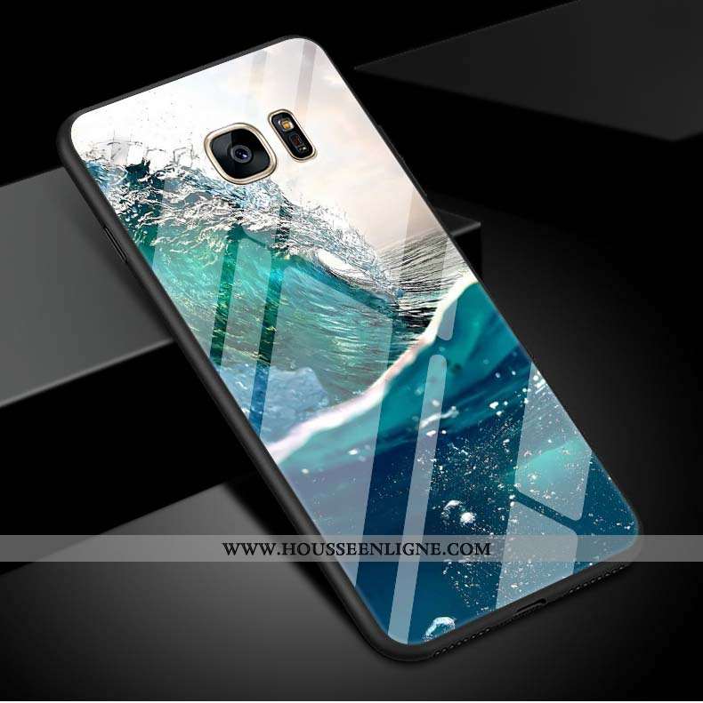 Housse Samsung Galaxy S7 Edge Simple Coque Étoile Vert Vent Téléphone Portable Clair Verte