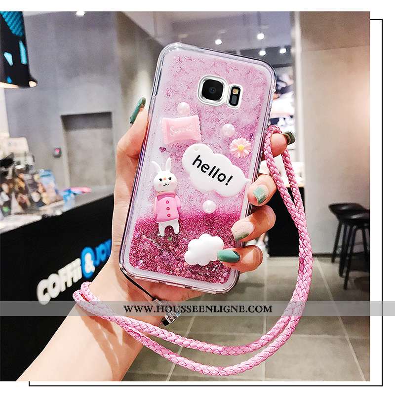 Housse Samsung Galaxy S7 Fluide Doux Silicone Net Rouge Quicksand Étoile Téléphone Portable Incassab