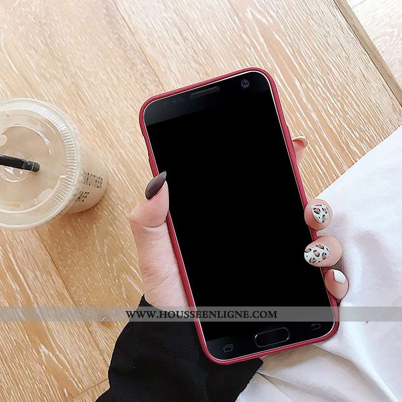 Housse Samsung Galaxy S7 Légère Délavé En Daim Téléphone Portable Ultra Étoile Coque Amoureux Noir