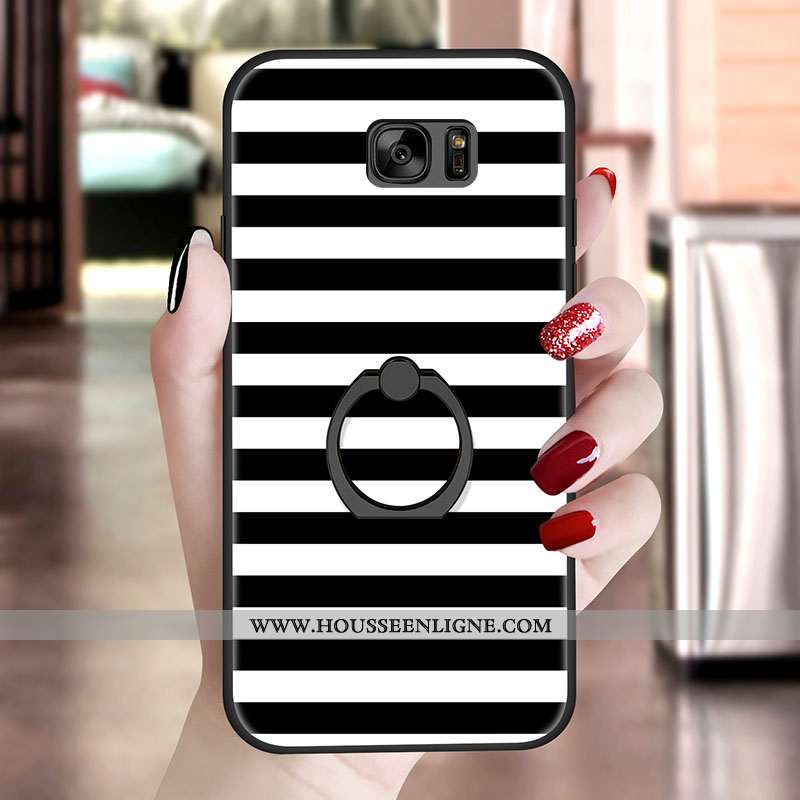 Housse Samsung Galaxy S7 Étoile Noir Support Coque Téléphone Portable Étui