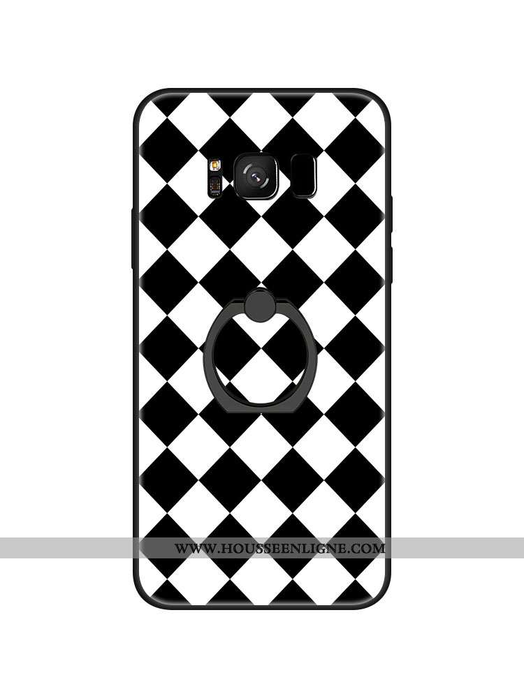 Housse Samsung Galaxy S8+ Fluide Doux Silicone Coque Blanc Support Noir Incassable