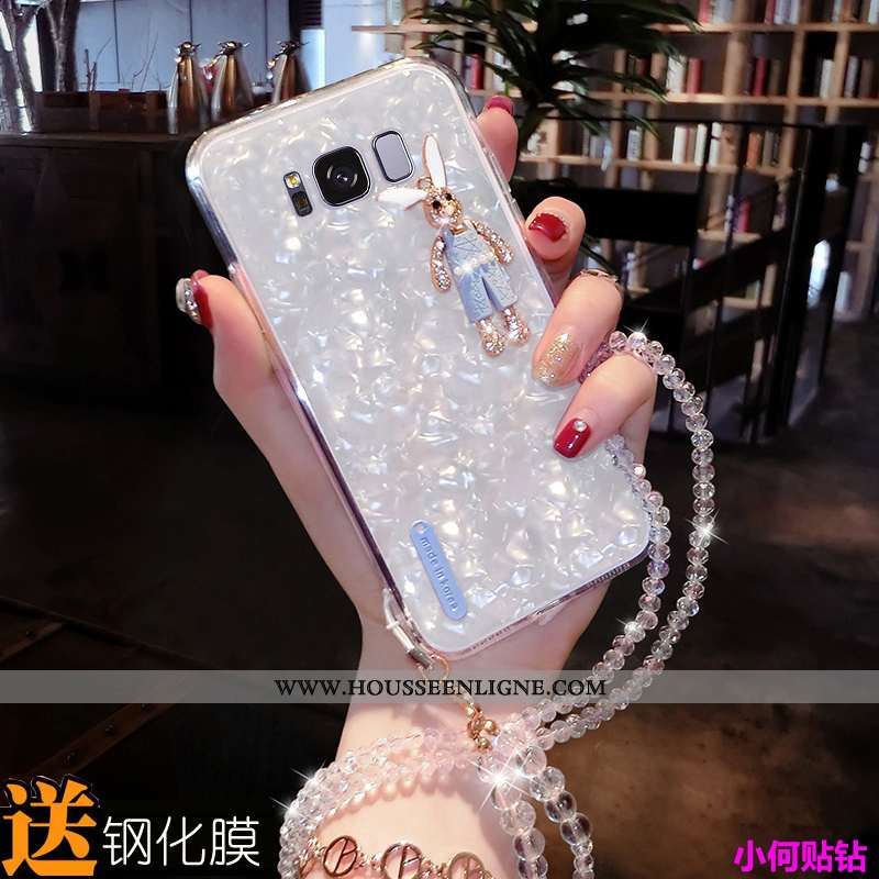Housse Samsung Galaxy S8+ Mode Fluide Doux Téléphone Portable Membrane Coque Tempérer Étoile Blanche
