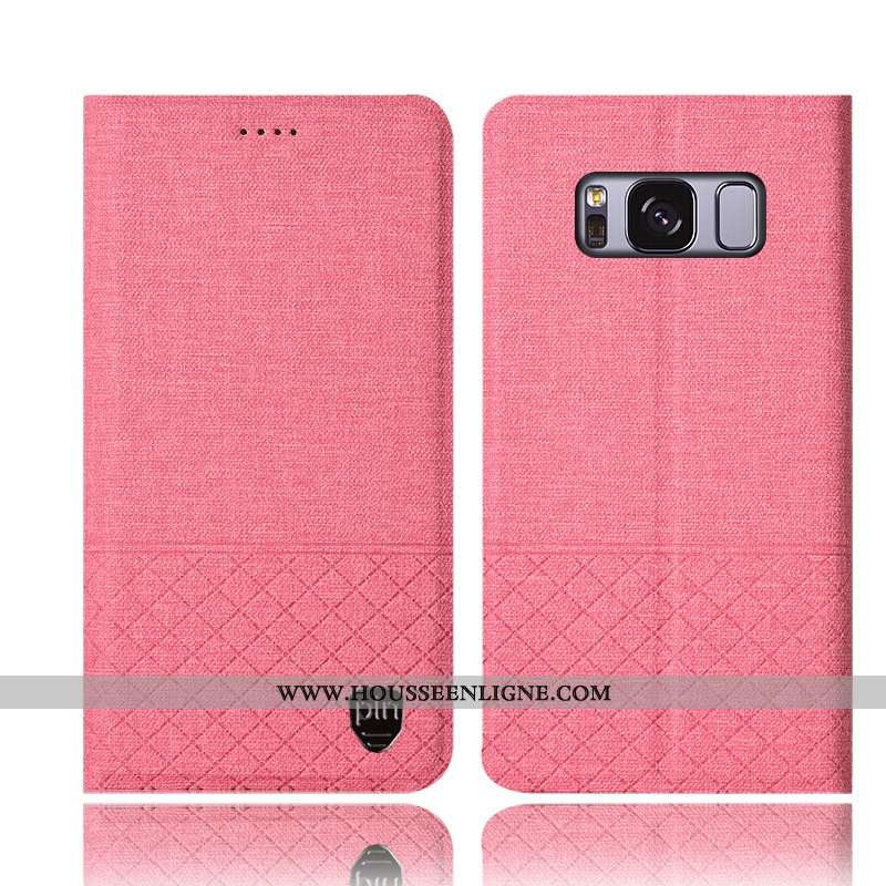 Housse Samsung Galaxy S8+ Protection Cuir Téléphone Portable Étui Coque Lin Rose