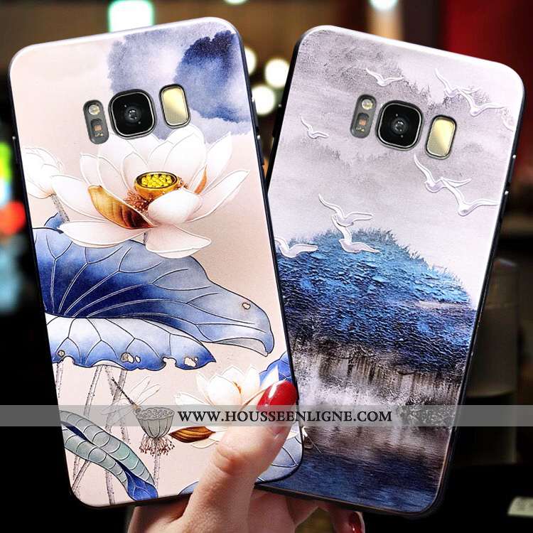 Housse Samsung Galaxy S8+ Tendance Fluide Doux Incassable Vent Protection Style Chinois Bleu
